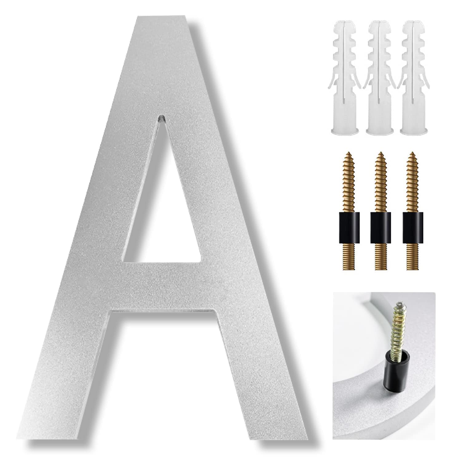 8 Inch Large House Numbers Floating Sliver House Numbers Plaques Modern Door Numbers Plates Signs with Nail Kit for Outside Wall Address Garden Mailbox Dec, Strong Sliver Acrylic Material (A)