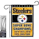 Steelers 6 Time Champions Garden Flag and Stand Pole Holder Mount