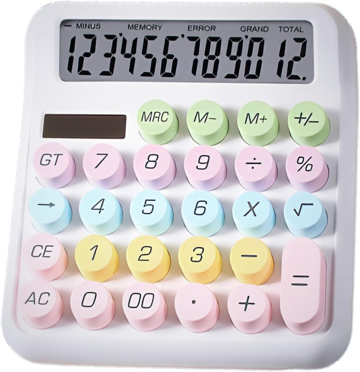 Desktop Calculator Cute Candy Color - 12 Digit Standard Basic-Calculator, Cute Desk Office, Dopamine Color Design, As a Gift for Colleagues, Kids,Classmates (White)