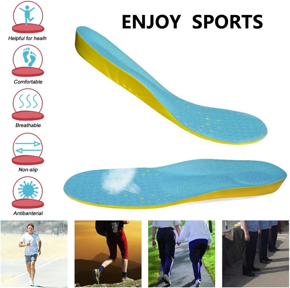 VoMii PU Memory Foam Insoles Plantar Fasciitis Arch Support Insoles for Women Men and Kids, Comfortable Breathable Sports Shoe Inserts, Shock Absorption and Relieve Foot Pain, M(Men 6-9/ Women 7-11): Health & Personal Care
