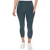 KIRKLAND Signature Capri Leggings for Women - Yoga Leggings - Gym Workout Athletic Yoga Pants with Pockets (Green, XS)