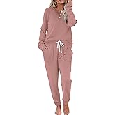 WIHOLL Two Piece Outfits for Women Lounge Sets Button Down Sweatshirt Sweatpants Sweatsuits Set with Pockets
