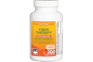 Rite Aid Fiber Therapy Soluble Fiber Supplement 200 Caplets, 500mg Methylcellulose, Laxatives for Constipation, Fiber Pills for Adults