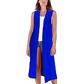 STAR FASHION Woman’s Open Front Sleeveless Maxi Long Length Boyfriend Cardigan Ladies Plain Blazer Duster Jacket US 8-22