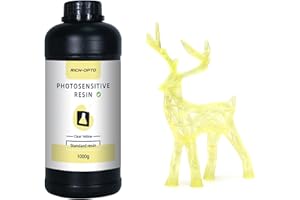Rich-OPTO 3D Printer Resin 405nm Rapid High Precision Quick Curing Standard Photopolymer Resolution Low Odor for LCD 3D Printing Liquid Clear Yellow 1000g…