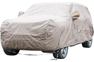 Tecoom Thick Shell Super Breathable Waterproof Windproof Snow Sun Rain UV Protective Outdoor All Weather SUV Car Cover Fit 170-190 Inches SUV