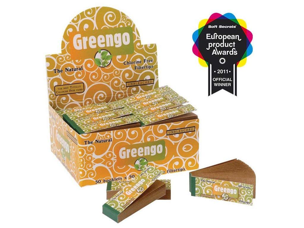 Greengo 18710 514962 Unbleached Filter Tips 140 g/m² 60 x 20 mm Booklets 50 Sheets, Paper