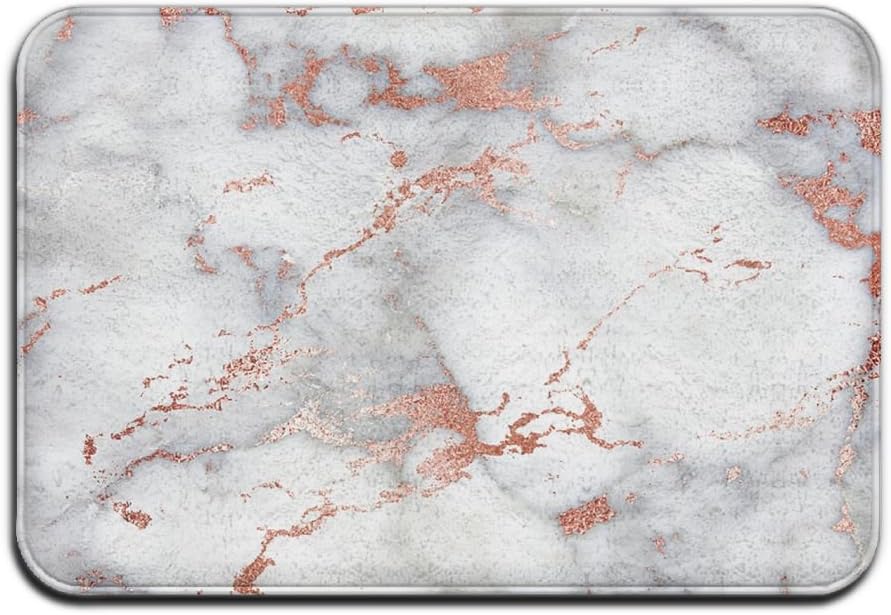 YOCHOPRO New Style Rose Gold Marble Non-Slip Absorbent Memory Foam Bath Mat, Toilet Bath Rug