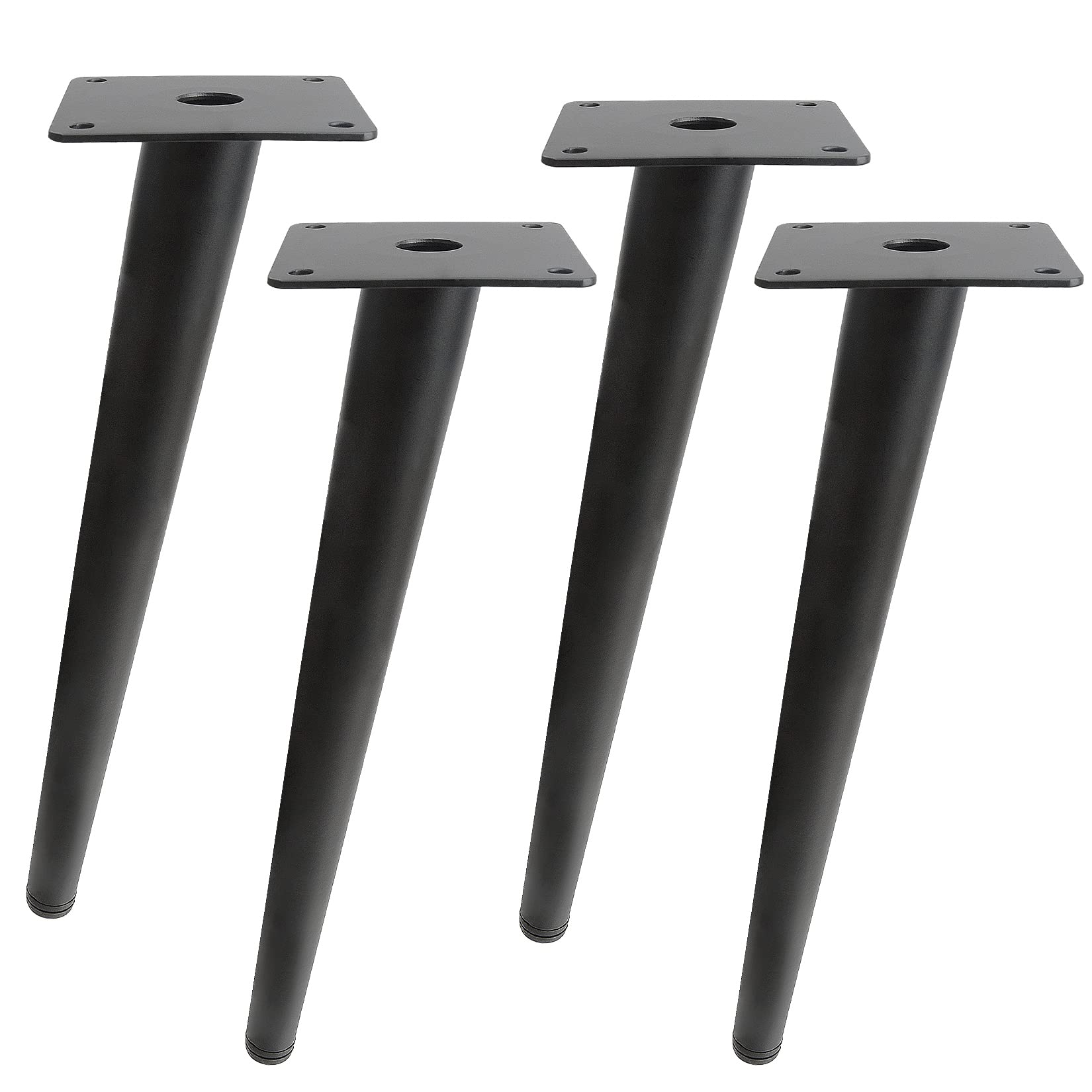 ANMOO 4Pcs 30cm Black Metal Furniture Legs, Heavy Duty Tapered Table Legs Replacement with Screws, Easy Install for DIY Coffee Table, Sofa, Cabinet, Bed, Chair
