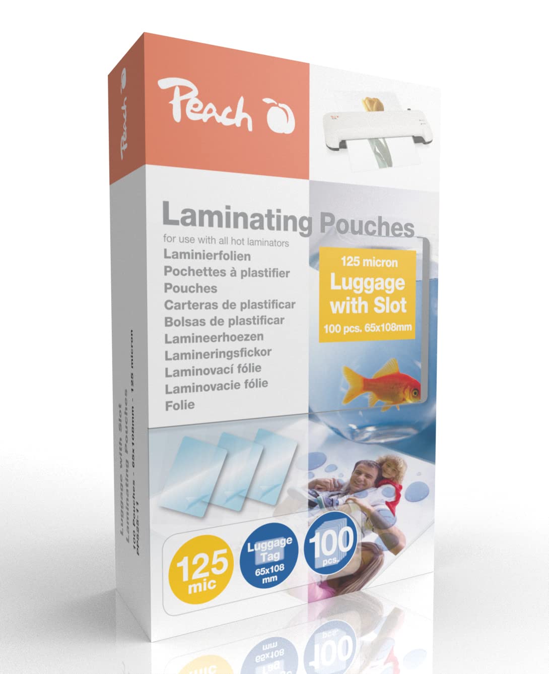 Peach PP525-11 Laminating Pouches Luggage Tags Perforated 125 microns Pack of 100