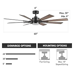 VONLUCE Ceiling Fans with Lights, 60 Inch Ceiling
