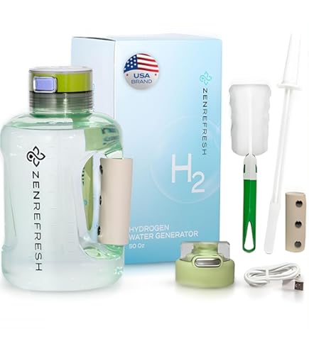 ZUCKBOX Hydrogen Water Bottle With Portable Foldable Straw, 57OZ...