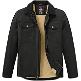 Rdruko Men's Winter Workwear Jackets, Sherpa Detroit Barn Trucker Fleece Jacket 5 Pockets Full Zip Heavy Warm Cotton Coats