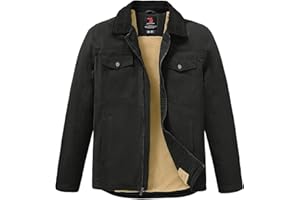 Rdruko Men's Winter Workwear Jackets, Sherpa Detroit Barn Trucker Fleece Jacket 5 Pockets Full Zip Heavy Warm Cotton Coats