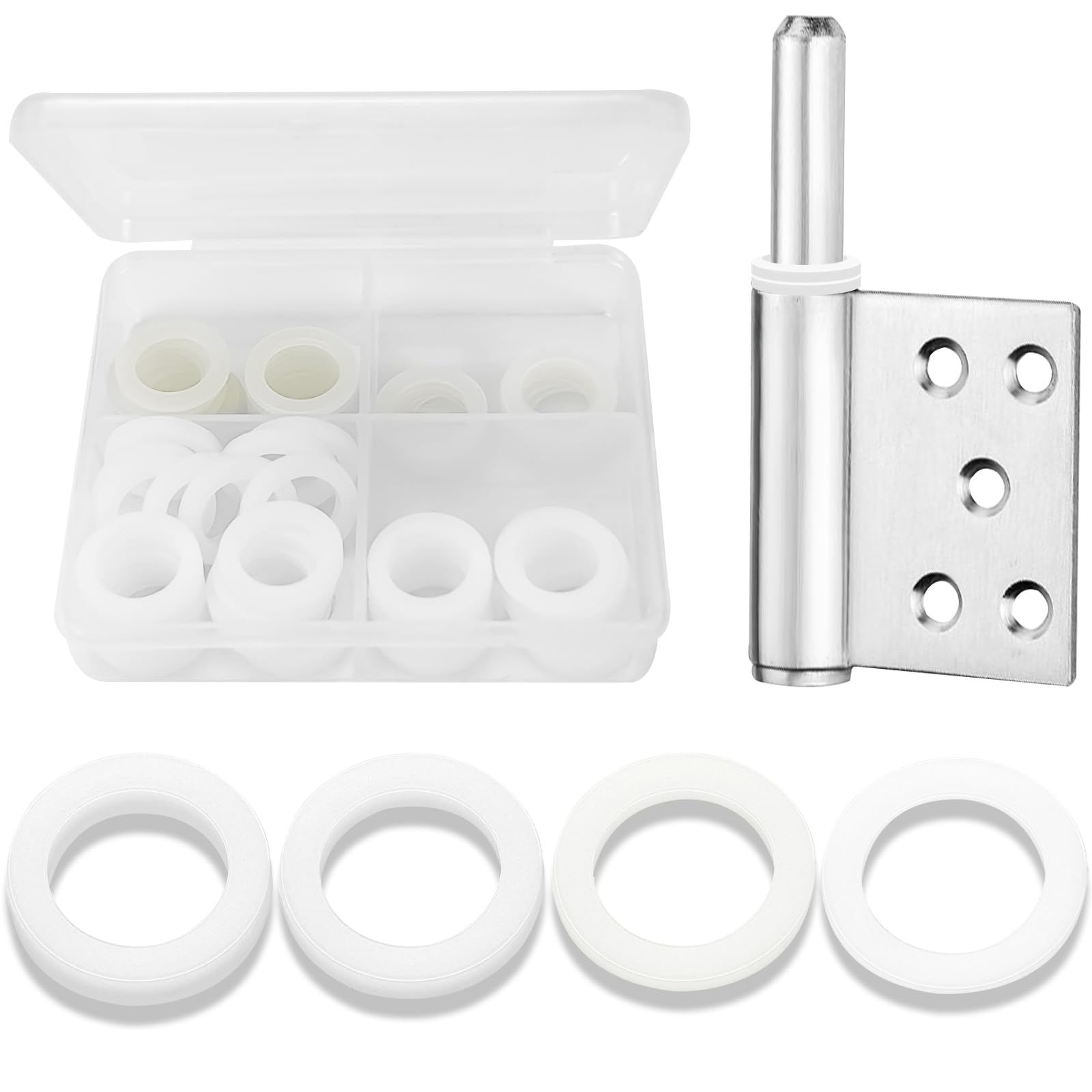 80Pcs Door Hinge Washers，Nylon Door Fitting Rings, Noise Reducing Washers for Interior Doors Room Doors, White(Thickness:0.5/1/1.2/2mm)