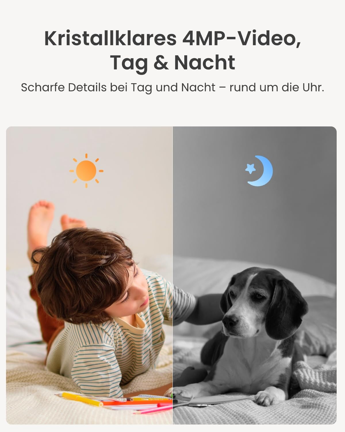 Reolink 2K Überwachungskamera Innen, 360°-Ansicht Indoor Kamera WLAN mit Auto-Tracking, Baby Monitor mit Personen-/Tier-/Weinen-Erkennung, 2,4 GHz Wi-Fi, Privatmodus, 2-Wege-Audio, E1 4MP 2