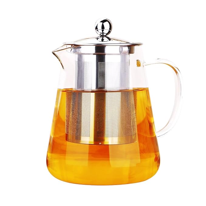 Glass Teapots with Infuser,ONEISALL 1.2L Stainless Steel Infuser teapot