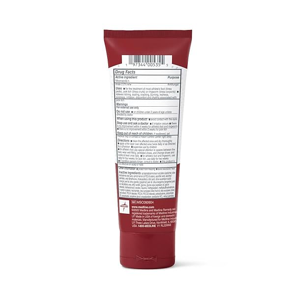 MEDLINE REMEDY CLINICAL ANTIFUNGAL CREAM, 4 OZ TUBE, SCENTED, 2% MICONAZOLE NITRATE, TREATS ATHLETES FOOT, JOCK ITCH, RINGWORM, INFECTION, SKIN FOLDS, SOOTHES BURNING & CHAFING