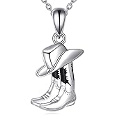 TIGER RIDER Cowboy/Horseshoe Necklace Sterling Silver cowgirl boots Pendant Westernnecklace Gifts for Women Birthday