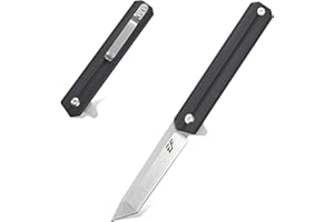 Eafengrow EF65 Flipper Folding Lock Knife Ball Bearing D2 Blade and G10 Steel Handle Pocket Assisted Multitool with Clip Everday Carry (EF65-T-black)