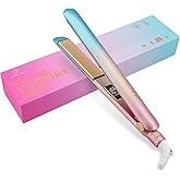 DORISILK Colorful Flat Iron 450 Degrees, Ceramic Hair Straightener and Curler 2 in 1, 30s Fast Heat Straightening Iron for Hair, Dual Voltage Hair Iron 1 Inch Salon Control Temp Gift for Women Girls