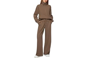 Casly Lamiit Women's 2 Piece Outfits Lounge Set 2025 Oversized Half Zip Sweatshirt Wide Leg Sweatpant Set Sweatsuit Tracksuit