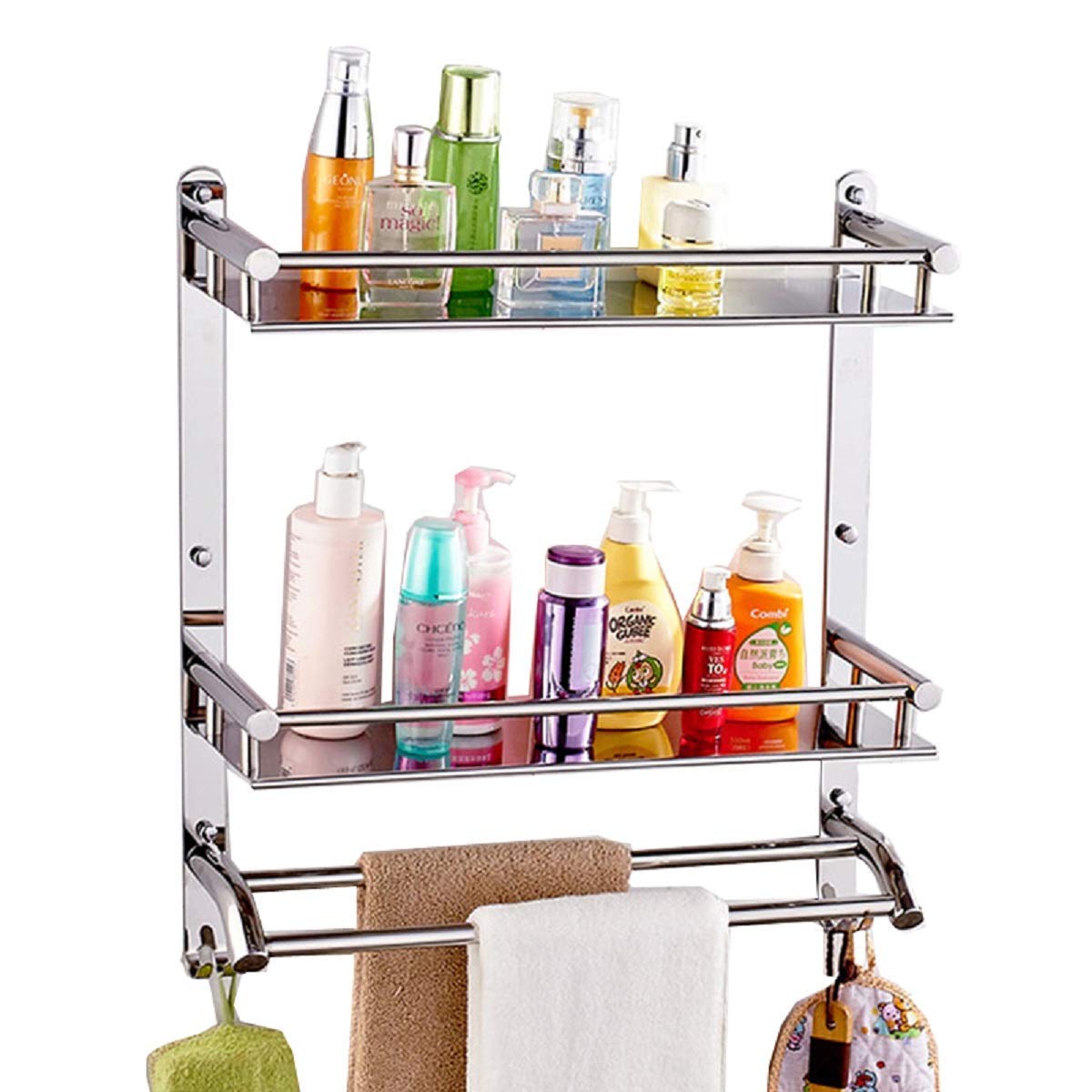 vishal smart mall Stainless Steel Double Layer Shelf with Towel Road