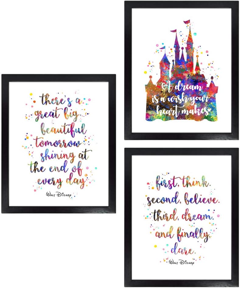 Dignovel Studios Unframed (Set of 3) 8X10 There is a Great Big Beautiful Tomorrow Inspirational Quotes Watercolor Art Print Set Girl Room Decor dnc24