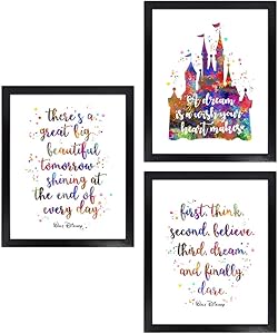 Dignovel Studios Unframed (Set of 3) 8X10 There is a Great Big Beautiful Tomorrow Inspirational Quotes Watercolor Art Print Set Girl Room Decor dnc24