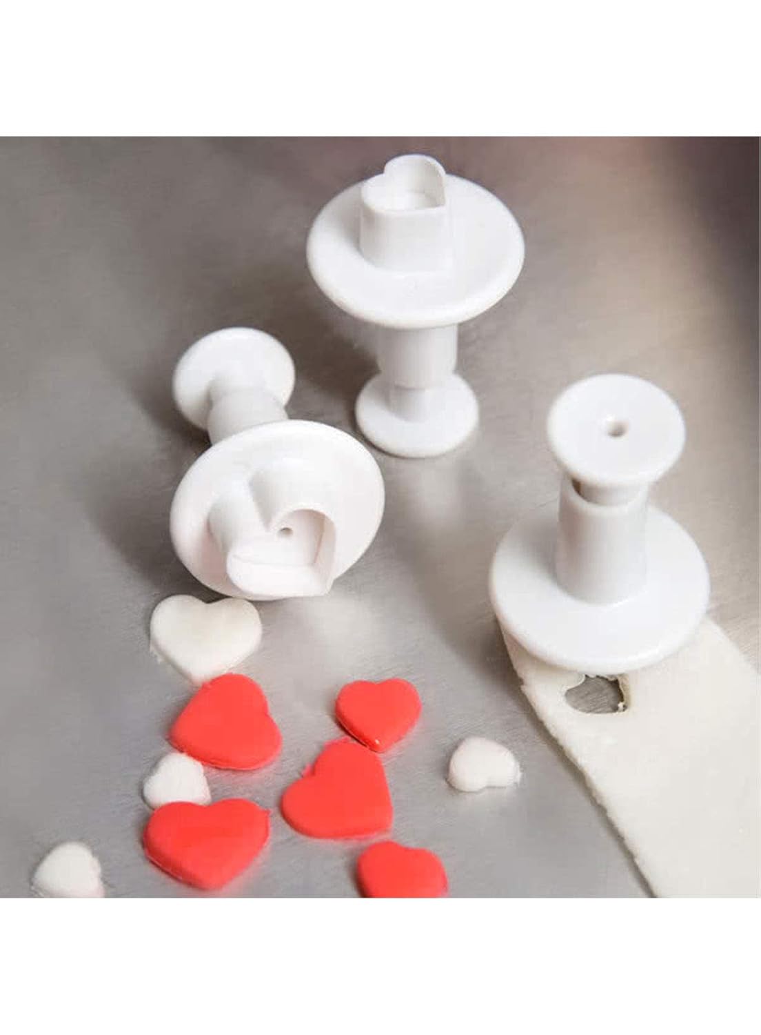 Buy Cake Decor 3pcs Set Small Heart Shaped Fondant Plunger Cutter