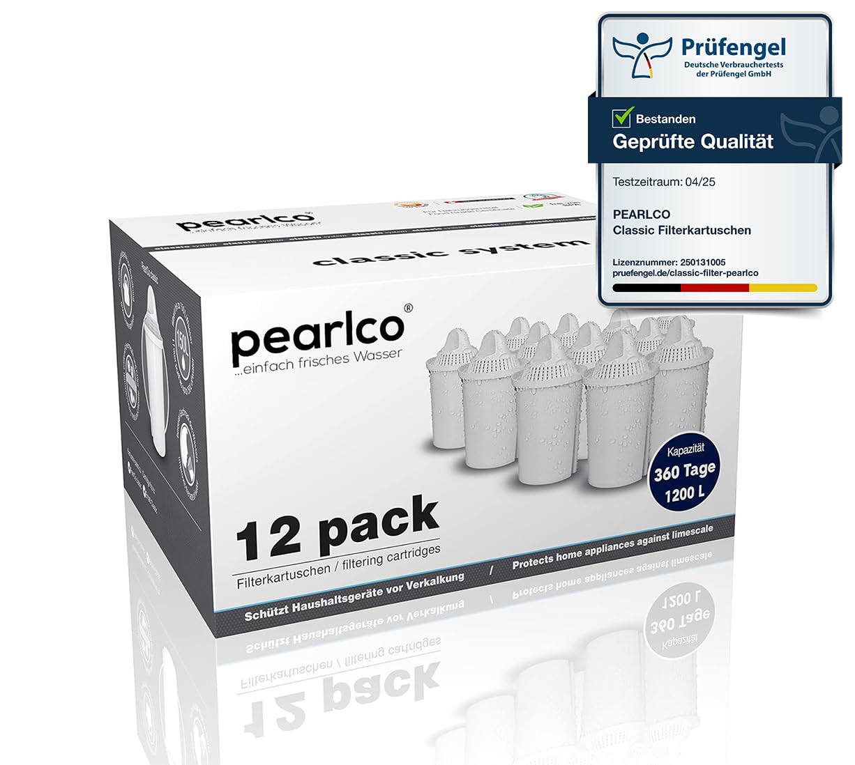 PearlCo Classic - 12 Pack Water Filter Cartridges (Compatible with Brita® Classic)