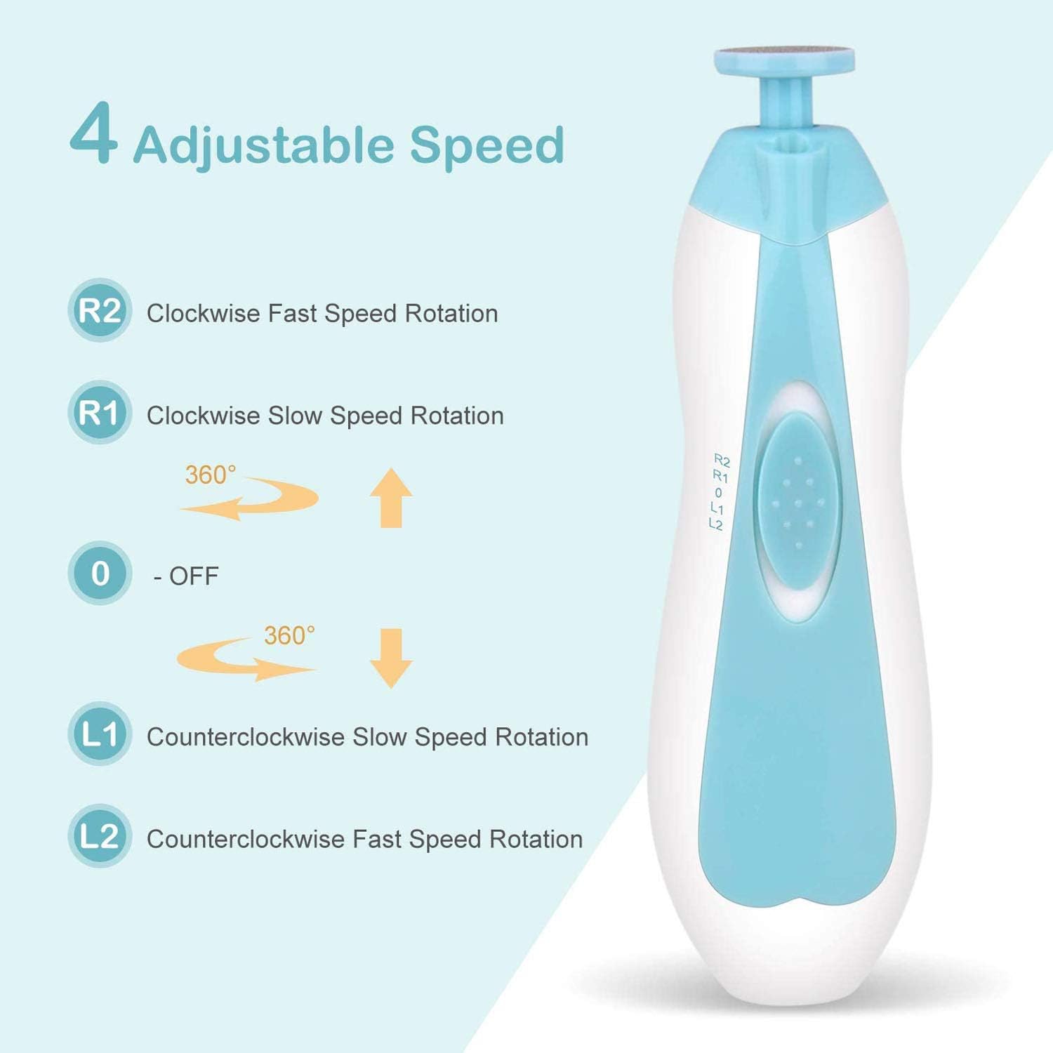Baby Nail File Trimmer, Electric Baby Nail Clipper, 6 in 1 Baby Electric Nail File with Light, Infant Nail File - Image 4