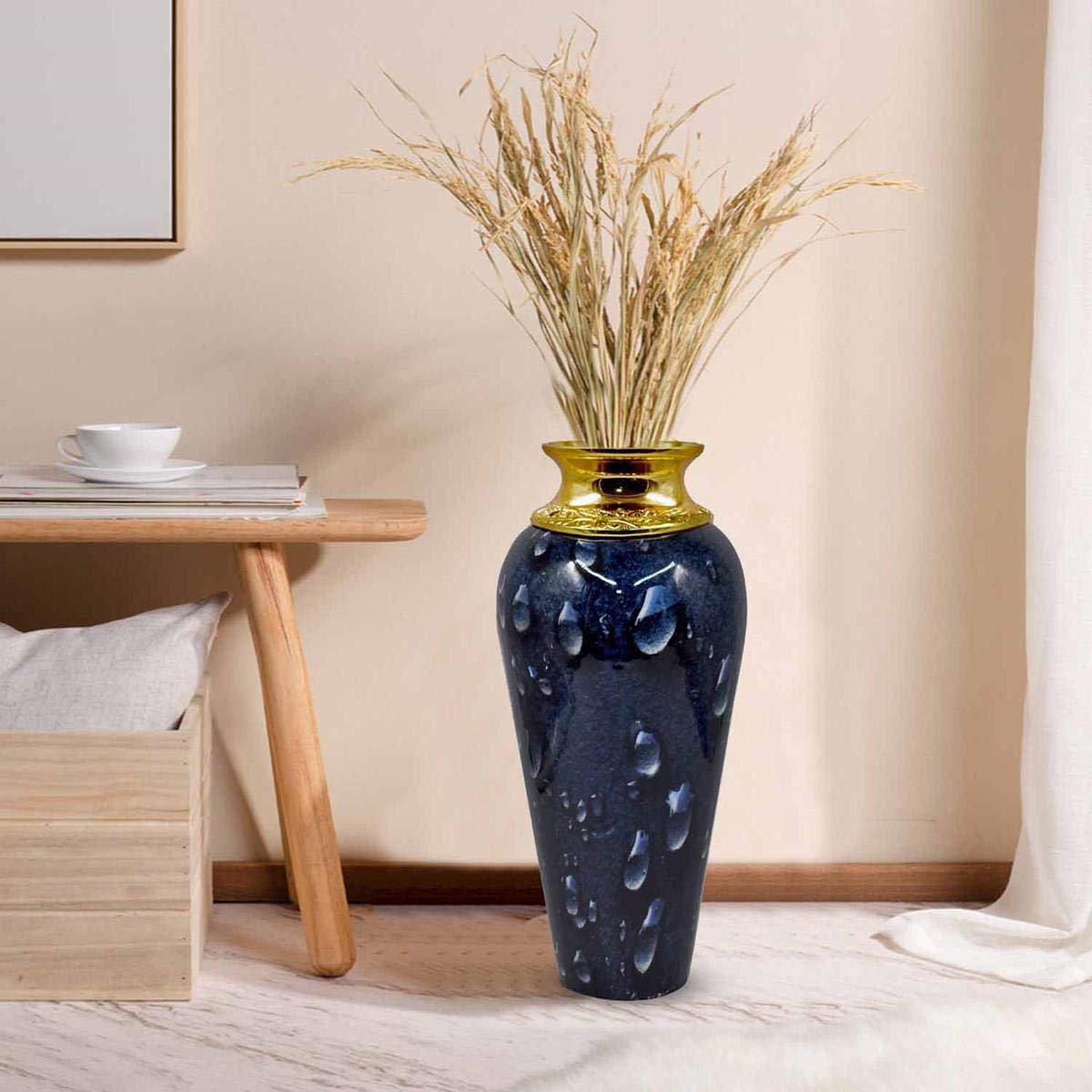 Buy Kookee™ Floor Metal Vase Decorative Glossy Print for Artificial