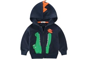 Infant Toddler Boys Fall Spring Hoodie Sweatshirt with Zipper Baby Funny Crocodile Printed Long Sleeve Zip-up Jacket Coat
