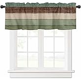 YESOF66 Rustic Sage Green and Brown Window Valances for Kitchen, Wood Grain Farmhouse Country Rod Pocket Valances Windows Treatments Curtains for Living Room Bathroom Bedroom Decoration 54" x 18"