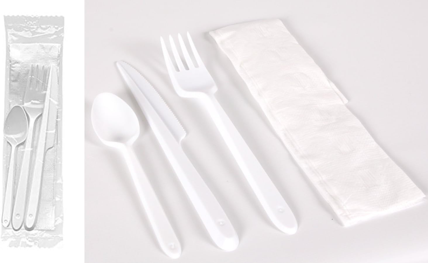 60 Disposable Cutlery Sets 4 in 1 Cutlery, Forks, Spoons, Napkin – Practical Picnic – Individually Wrapped