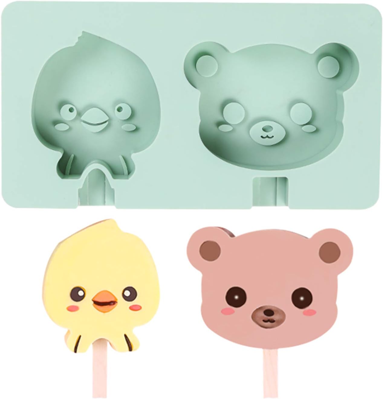 Popsicle Molds, Silicone Ice Pop Molds 2 Cavities Homemade