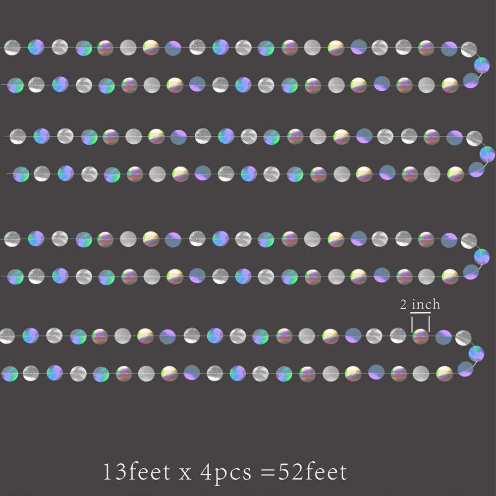 Cheerland Iridescent Party Decorations Holographic Circle Garlands Disco Theme Birthday Decorations Bachelorette Hanging Streamers Banner Graduation Decor New Year Bachelorette Euphoria Party Supplies
