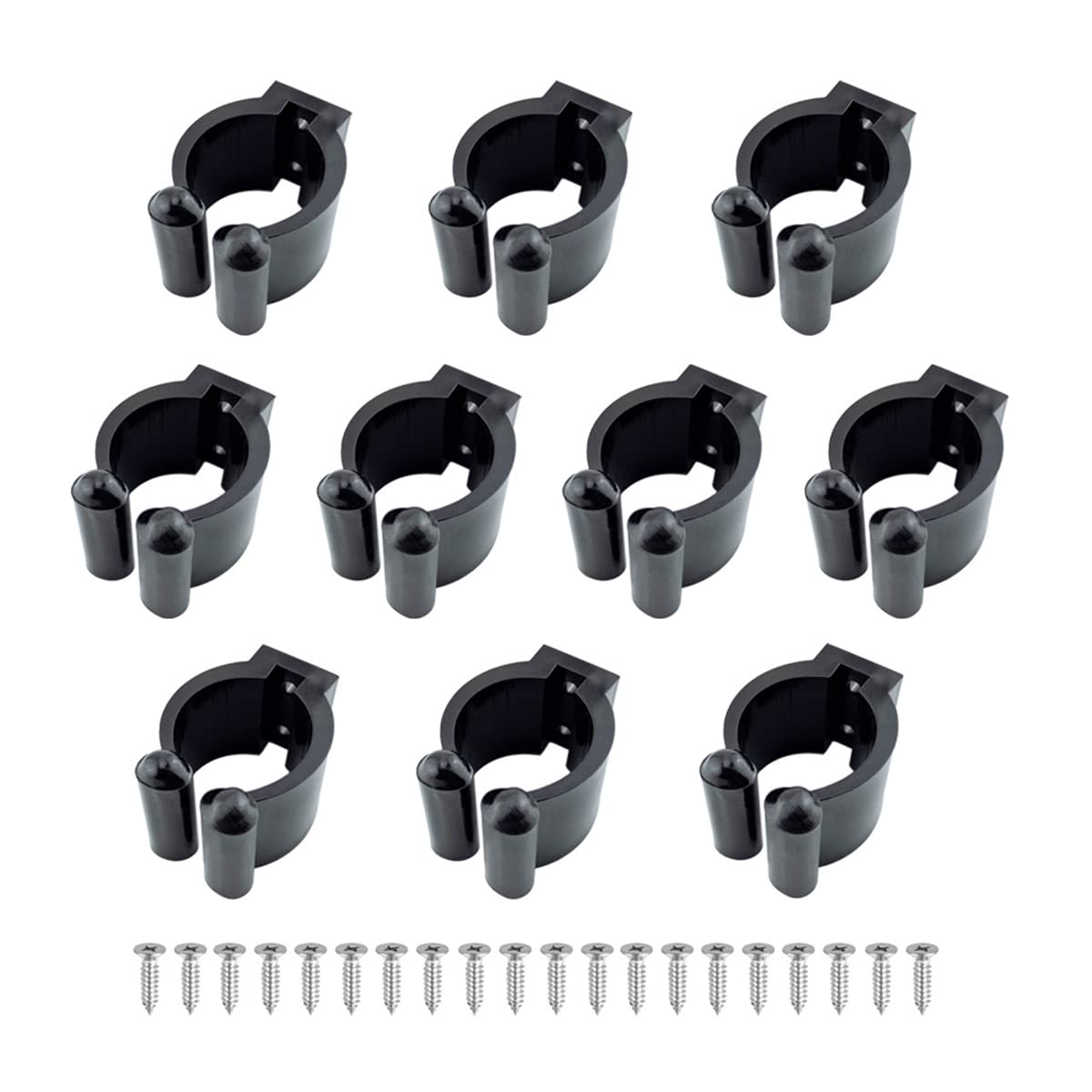 Tiardey 10pcs Fishing Pole Holder Clip Storage Rack, Wall Mounted Fishing Rod Storage Clips Clamps Holder Rack Organizer - 24mm