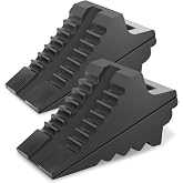 Prime 1 PR1ME Heavy Duty Rubber Wheel Chocks, Rubber Tire Blocks, RV Solid Rubber Wheel Wedge Blocks, 2 Pack Black 8.6" x 3.7" x 4.7", Carrying Handle, for Travel Trailer, Camper, RV, Truck