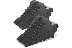Prime 1 PR1ME Heavy Duty Rubber Wheel Chocks, Rubber Tire Blocks, RV Solid Rubber Wheel Wedge Blocks, 2 Pack Black 8.6" x 3.7" x 4.7", Carrying Handle, for Travel Trailer, Camper, RV, Truck