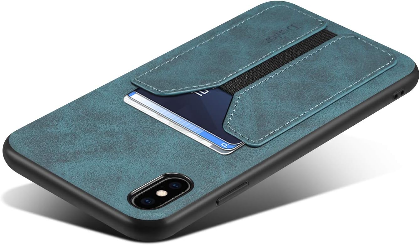 SUTENI iPhone Xs Wallet Case, iPhone Xs/X Credit Card Slot Holder Case, Slim Leather Wallet Case Compatible with iPhone Xs/X 5.8 inch (Blue)