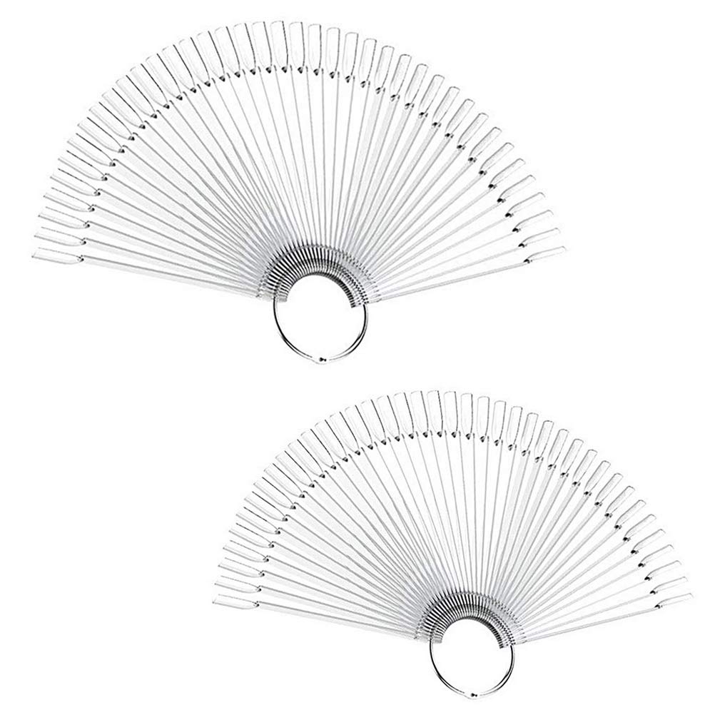 100 Pcs Clear Fake Nail Swatches Fan-shaped Nails Display Sticks, Nails Art Tips Nail Swatch Sticks Nails Display Ring for Nail Gel Polish Practice