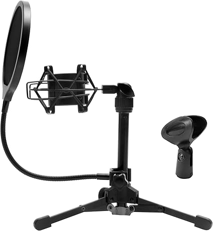 Amazon Yingyou 桌上マイクスタンドセット 三脚 折り畳み式 ショックマウント マイクホルダー ポップフィルター付き 安定性抜群 録音 生放送 Youtube ゲーム実況などに適応 マイクスタンド 楽器