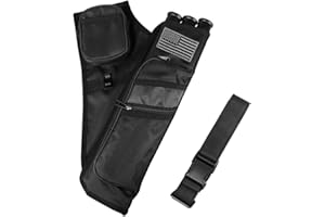 KRATARC 3-Tubes Hip Quiver Waist Hanged Arrow Archery Carry Bag with Pockets Adjustable Belt