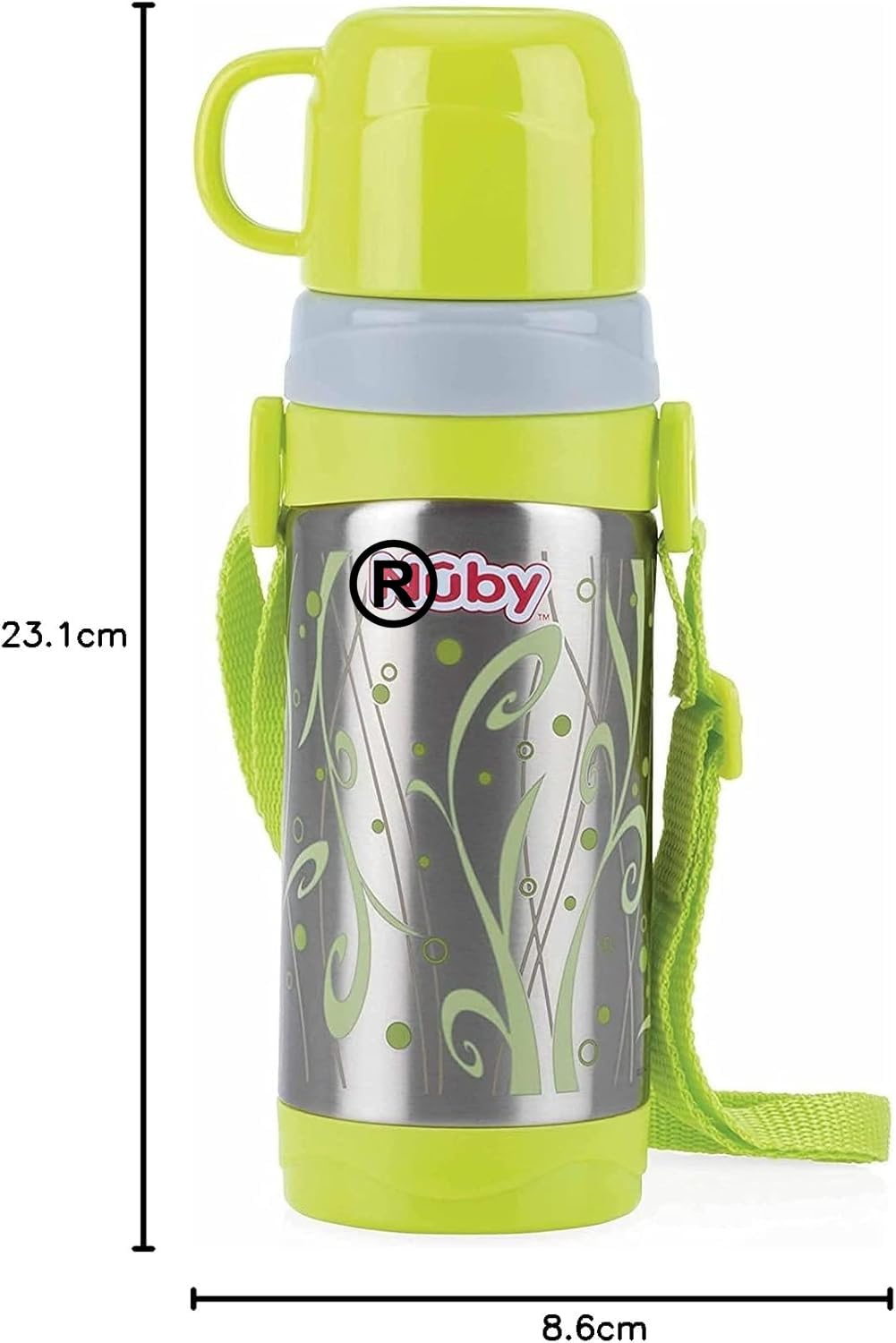 Nuby Stainless Steel Bottle Flask with Cup | Insulated up to 6 Hours, Non-Spill & Leakproof | for Hot & Cold Drinks | 360ml | for Kids, Infants & Toddlers | Age: 4yrs+