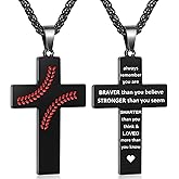 Baseball Cross Necklace for Men, Bible Verse Pendant Gifts for Birthday Christmas, Baptism Christian Religious Baseball Accessories Stuff Gifts