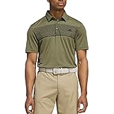adidas Men's Stretch Short Sleeve Chest Print Golf Polo Shirt (US, Alpha, Small, Regular, Regular, Olive Strata)