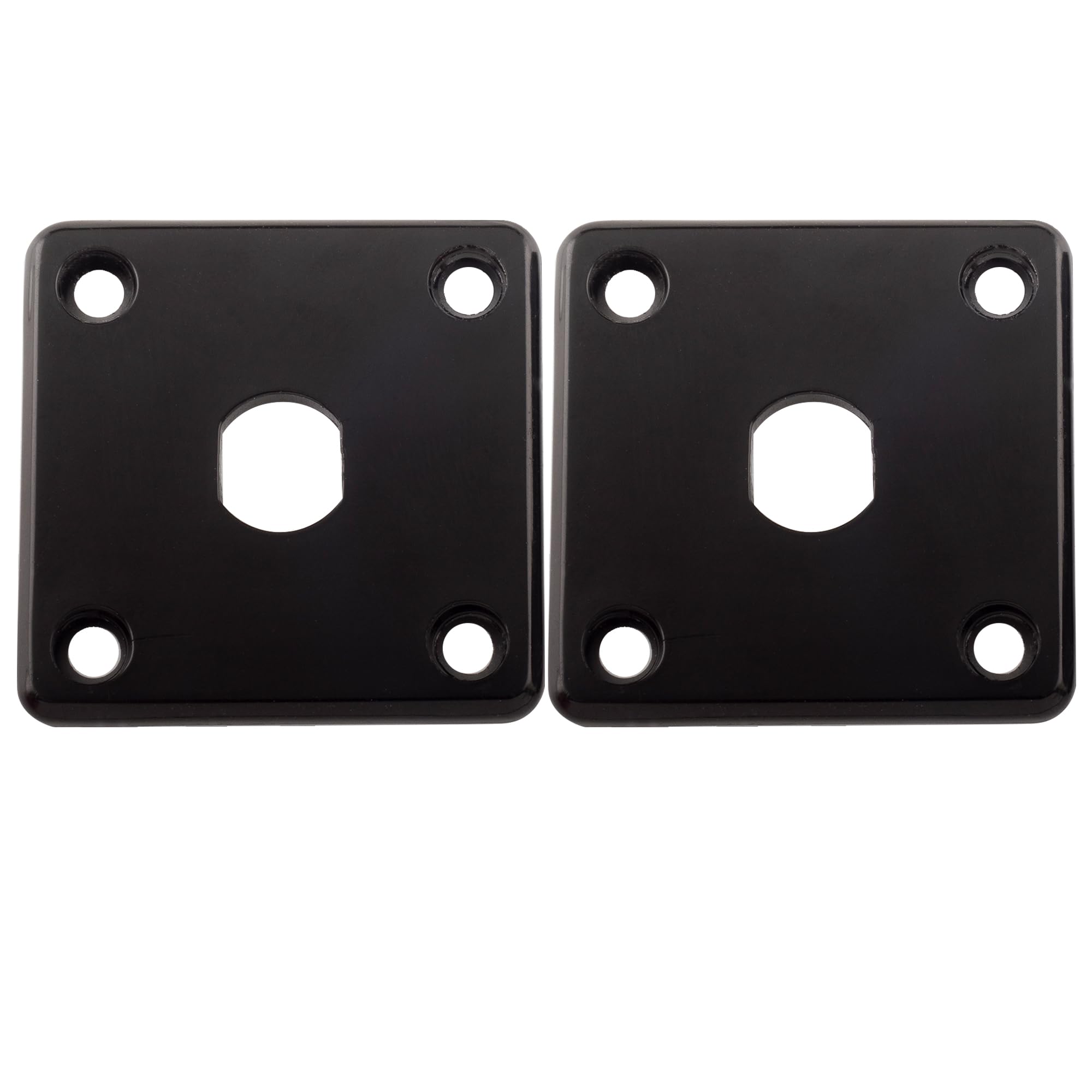 Musiclily Pro Plastic Input Jack Plate Square Output Socket Jackplate for Epiphone LP Style Electric Guitar, Black (Set of 2)