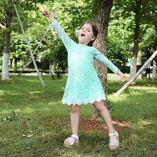 Lilytots Rustic Flower Girls Lace Vintage Wedding Party Dress With 3/4 Sleeves